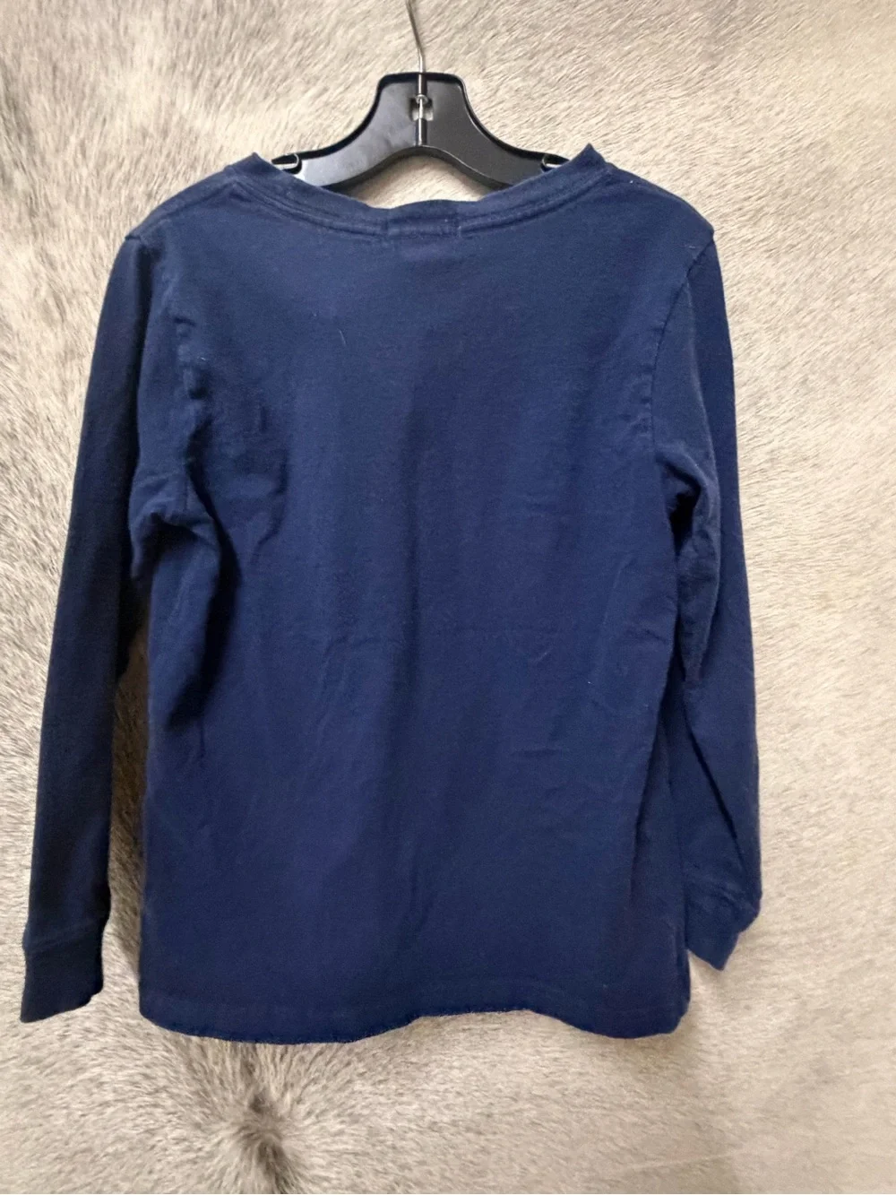 Ralph Lauren Navy Long Sleeve Tee with Red Pony Logo